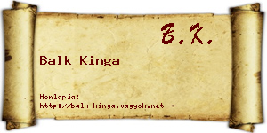 Balk Kinga névjegykártya